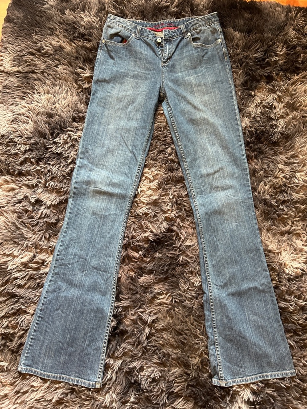 Long Elegant Legs Medium Blue Flare Jeans